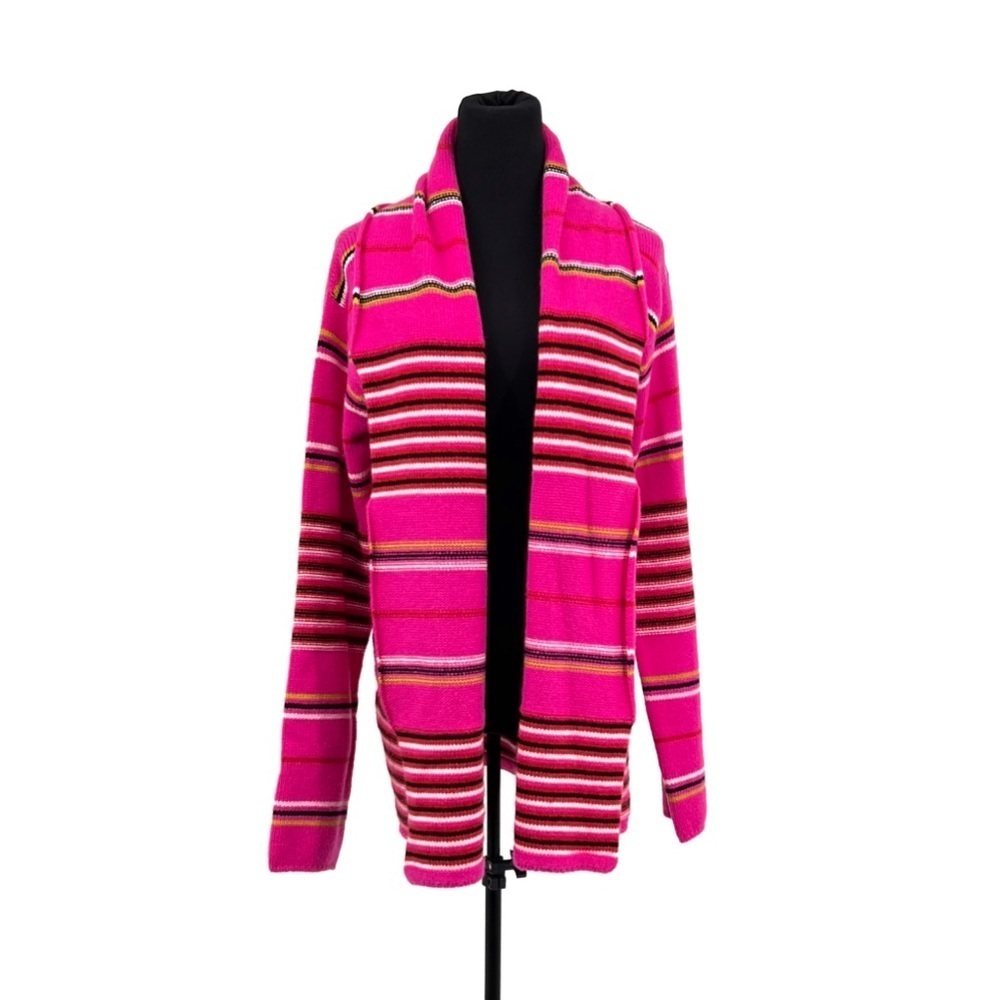 THE ELDER STATESMAN Reverse Stripe Smoking Jacket Pink Women's Cashmere Sweater